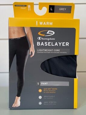 Champion Grey Lightweight Baselayer Pants long underwear breathable